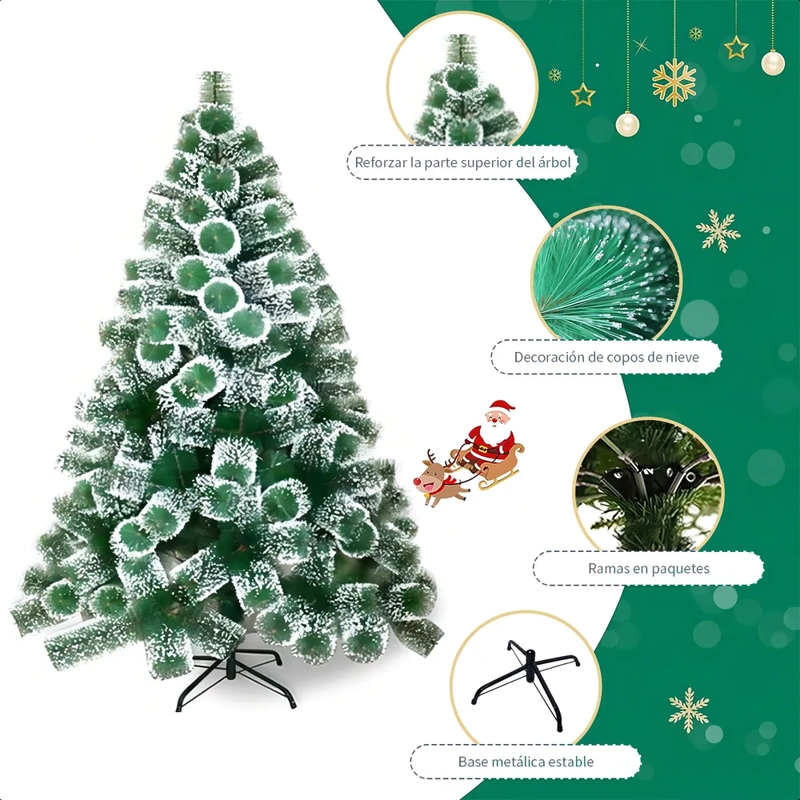ARBOL DE NAVIDAD PASCUA 2.1 METROS NEVADO ARMABLE COLOR VERDE - 5