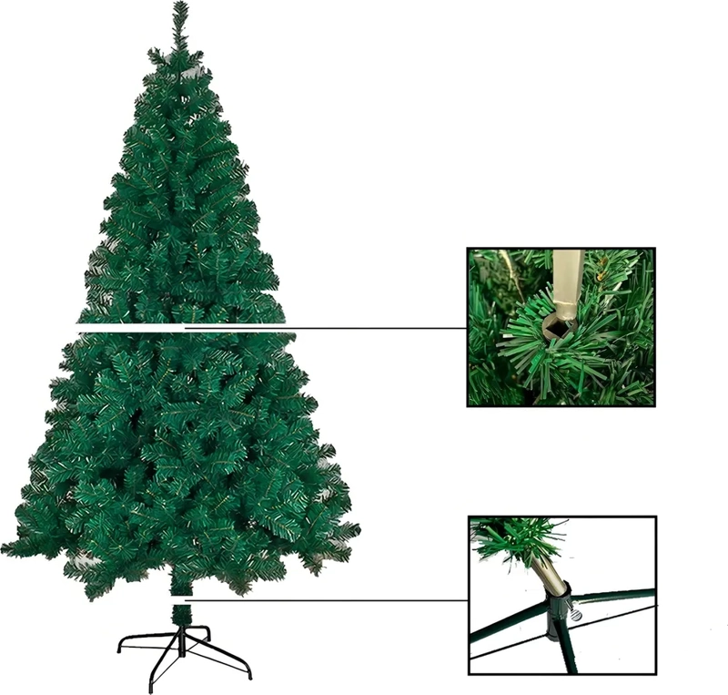 ARBOL DE NAVIDAD VERDE DE 210 CM CON PATAS DE METAL DE LUJO DE 1000 RAMAS - 5