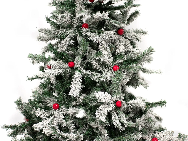 ARBOL DE NAVIDAD FRONDOSO NEVADO CON MANZANAS 2.10M VERDE NEVADO - 2