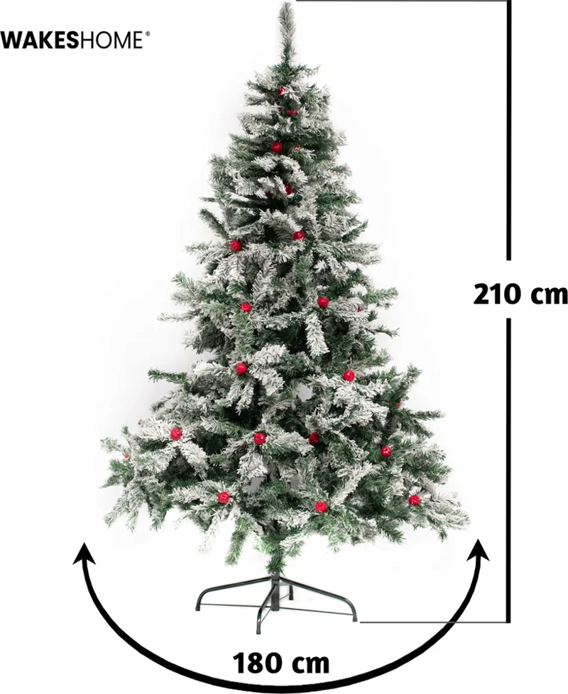 ARBOL DE NAVIDAD FRONDOSO NEVADO CON MANZANAS 2.10M VERDE NEVADO - 4