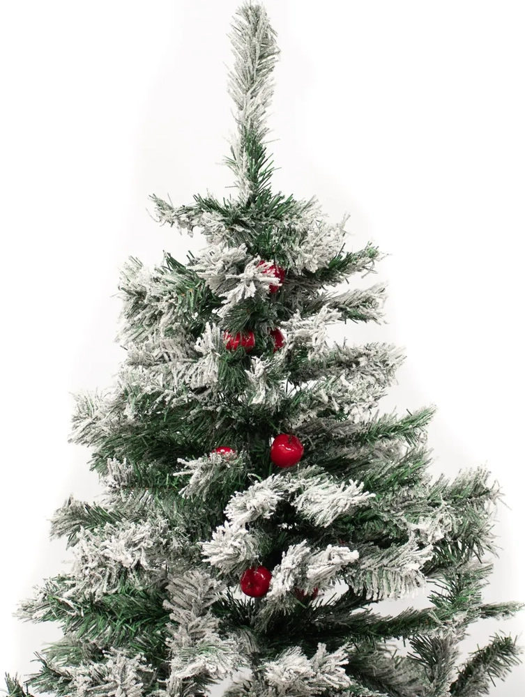 ARBOL DE NAVIDAD FRONDOSO NEVADO CON MANZANAS 2.10M VERDE NEVADO - 5
