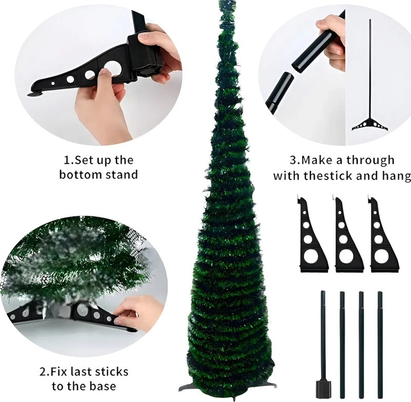 ARBOL DE NAVIDAD ARTIFICIAL PLEGABLE FACIL ARMADO 150CM COLOR VERDE CLARO - 1