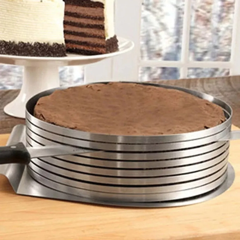 CORTADOR BIZCOCHO AJUSTABLE 15-20CM TORTA QUEQUE REPOSTERIA LISA GRIS - 3