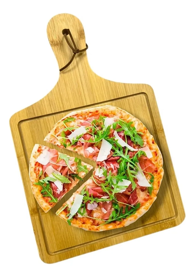 TABLA MADERA TABLAS PICOTEO PLATO DE MADERA TABLA PIZZA 36CM LISA MARRON CLARO - 2