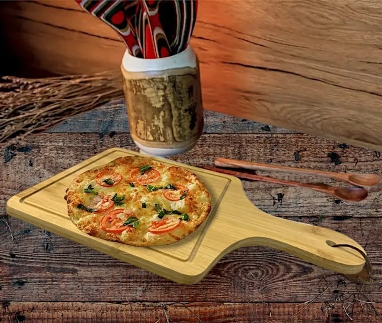 TABLA MADERA TABLAS PICOTEO PLATO DE MADERA TABLA PIZZA 36CM LISA MARRON CLARO - 3