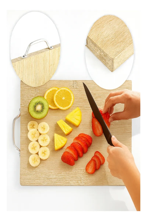 TABLAS DE COCINA DE BAMBU PARA CORTAR O SERVIR MANGO 34X24CM - 2