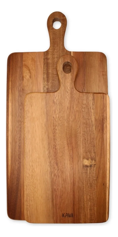 SET 2 TABLAS PARA APERITIVO DE MADERA DE ACACIA KAWI® COLOR CAFE - 2