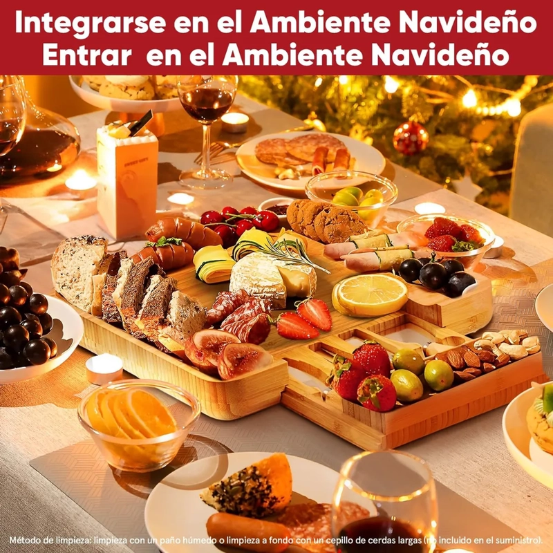 TABLA DE QUESOS PICOTEO FRUTA BAMBU ACCESORIOS FIESTA XL - 3