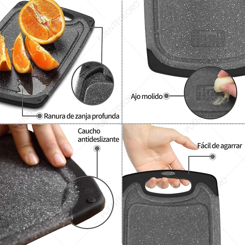 TABLA PARA CORTAR DE COCINA 3PCS SET NEGRO ANTIDESLIZANTES - 4