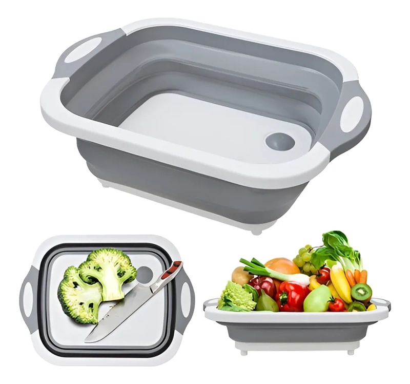 COMPRE JA FACIL ESCURRIDOR DE SILICONA MULTIUSOS PARA COCINA Y TABLA DE CORTAR COLOR GRIS - 1