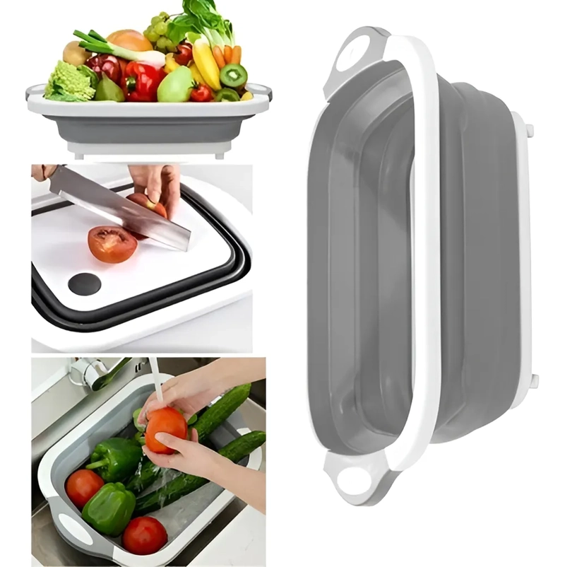 COMPRE JA FACIL ESCURRIDOR DE SILICONA MULTIUSOS PARA COCINA Y TABLA DE CORTAR COLOR GRIS - 2