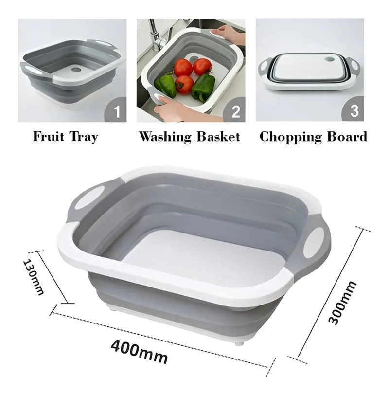 COMPRE JA FACIL ESCURRIDOR DE SILICONA MULTIUSOS PARA COCINA Y TABLA DE CORTAR COLOR GRIS - 5