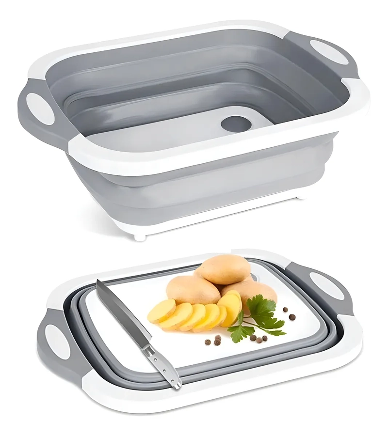 COMPRE JA FACIL ESCURRIDOR DE SILICONA MULTIUSOS PARA COCINA Y TABLA DE CORTAR COLOR GRIS - 6