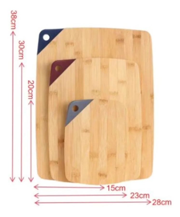 SET DE 3 TABLAS DE MADERA BAMBU PARA CORTAR DE COCINA - 1