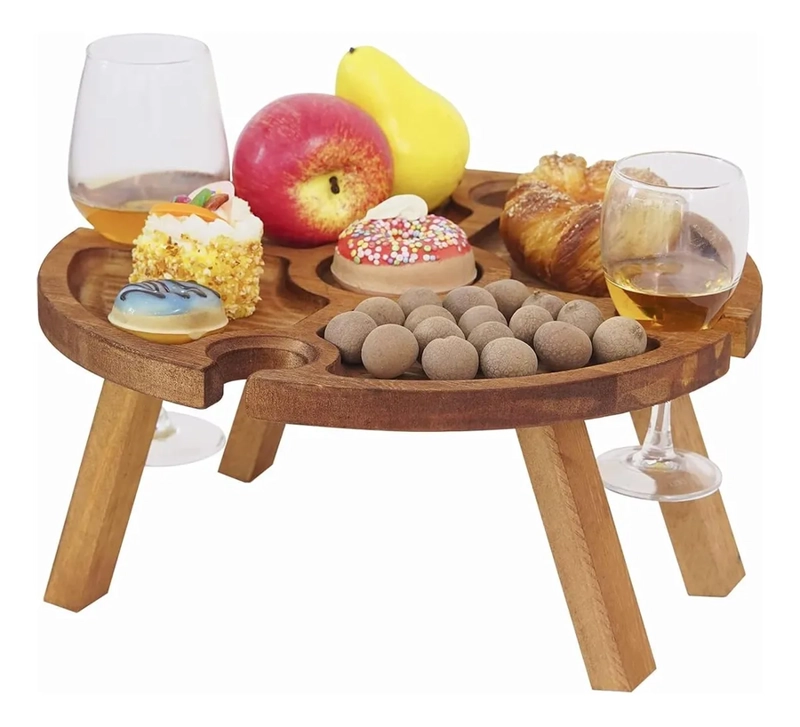 MESA TABLA DE MADERA PICNIC PLEGABLE FRUTAS PICOTEO VIAJES - 1