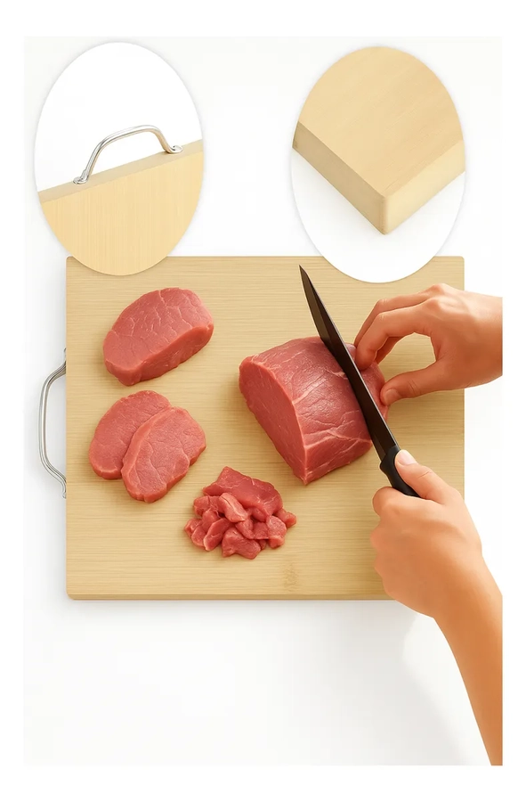 TABLAS DE COCINA DE BAMBU PARA CORTAR O SERVIR MANGO 36X26CM - 1
