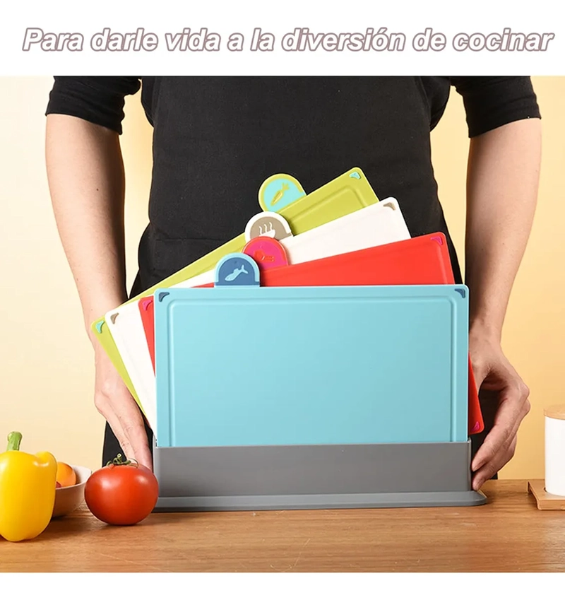 TABLAS PARA PICAR CON BASE Y COLORES INDICADORES 4 PIEZAS FL-02-2 CELESTE - 2