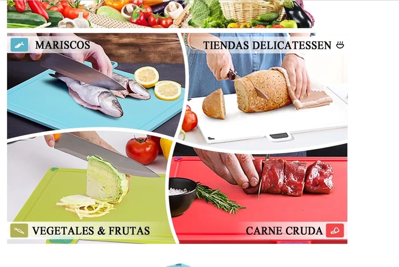 TABLAS PARA PICAR CON BASE Y COLORES INDICADORES 4 PIEZAS FL-02-2 CELESTE - 3
