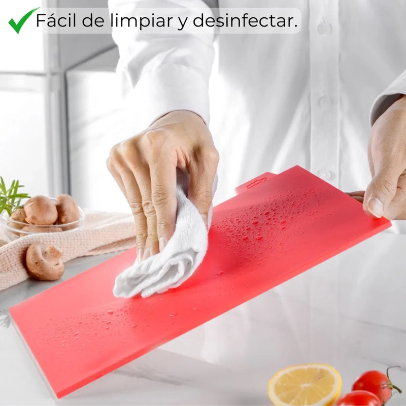 SET DE 4 TABLAS PARA CORTAR Y PICAR DE PLASTICO COLORES DELGADO ROJO - 6