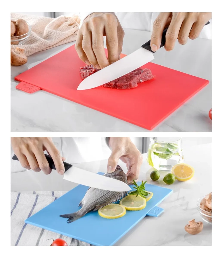 SET DE 4 TABLAS PARA CORTAR Y PICAR DE PLASTICO COLORES DELGADO ROJO - 7