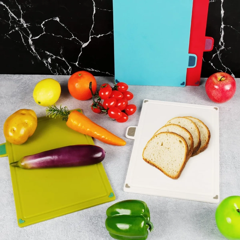 4 PLASTICO JUEGO DE COCINA DE TABLAS DE CORTAR CON SOPORTE - 2