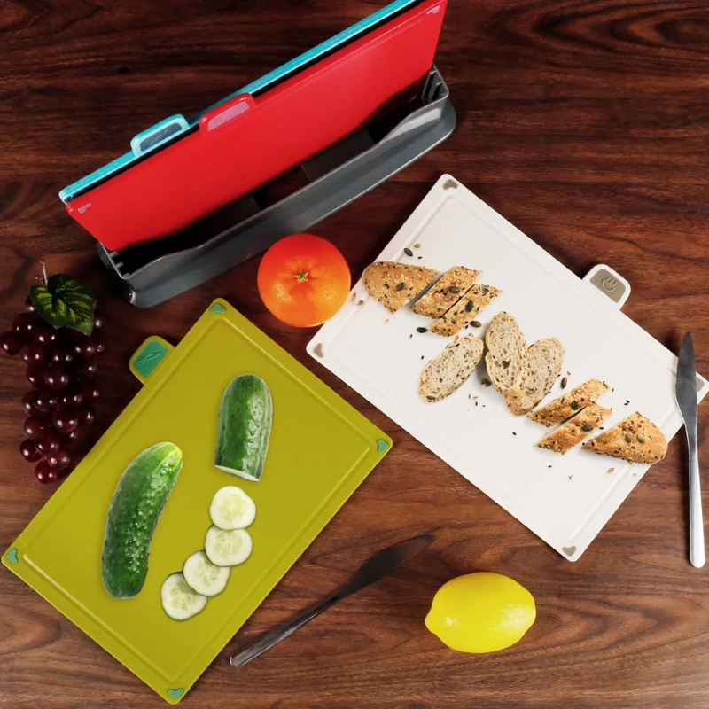 4 PLASTICO JUEGO DE COCINA DE TABLAS DE CORTAR CON SOPORTE - 4