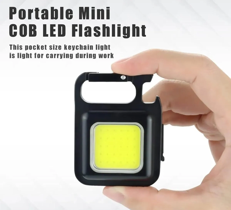 X2 LINTERNA LED DE LLAVERO GANCHO RECARGABLE PORTATIL BLANCO FRIO/ CALIDA NEGRO - 3
