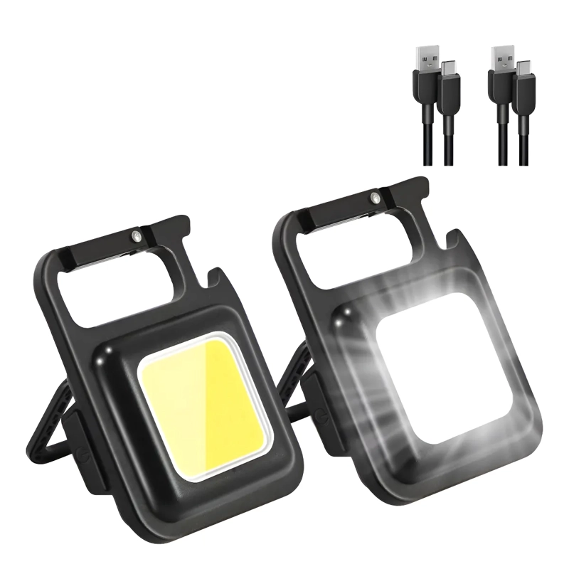 X2 LINTERNA LED DE LLAVERO GANCHO RECARGABLE PORTATIL BLANCO FRIO/ CALIDA NEGRO - 4