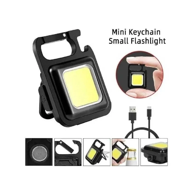 3X LINTERNA LED COB | LLAVERO GANCHO MOSQUETON MINI LIGHT BLANCO - 2