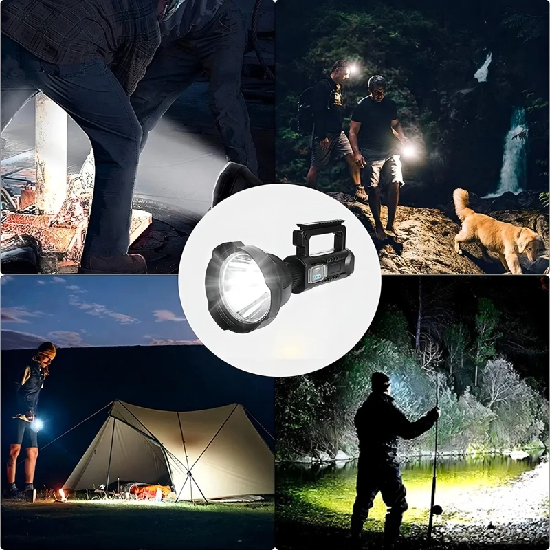 PORTATIL FOCO LINTERNA CAMPING LED LARGO ALCANCE+USB+TRIPODE NEGRO BLANCO - 4