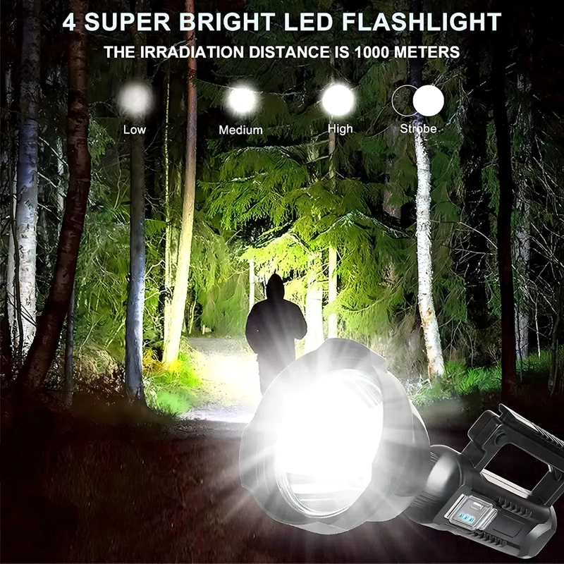 PORTATIL FOCO LINTERNA CAMPING LED LARGO ALCANCE+USB+TRIPODE NEGRO BLANCO - 5