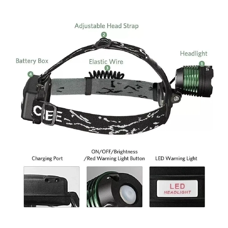 LINTERNA FRONTAL RECARGABLE FOCO MINERO FOCO LED PARA CAZAR - 3