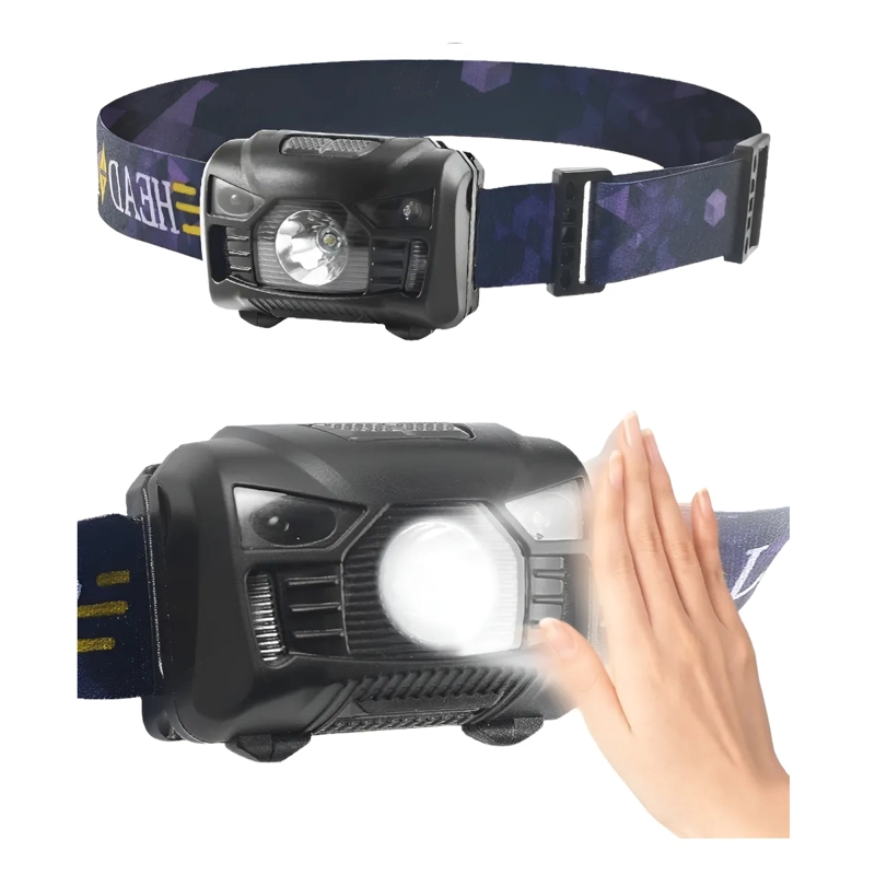 LINTERNA PARA LA CABEZA CON SENSOR INTELIGENTE Y IMPERMEABLE BLANCO NEGRO - 1