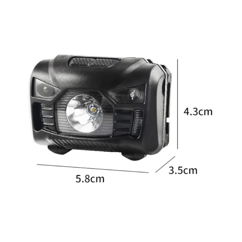 LINTERNA PARA LA CABEZA CON SENSOR INTELIGENTE Y IMPERMEABLE BLANCO NEGRO - 2