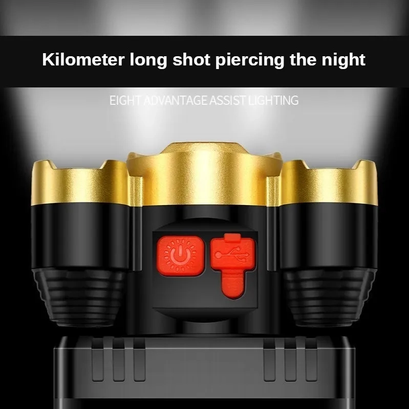 LINTERNA LED MINERO CABEZA CINTILLO USB LED T6 CREE RECARGA - 5