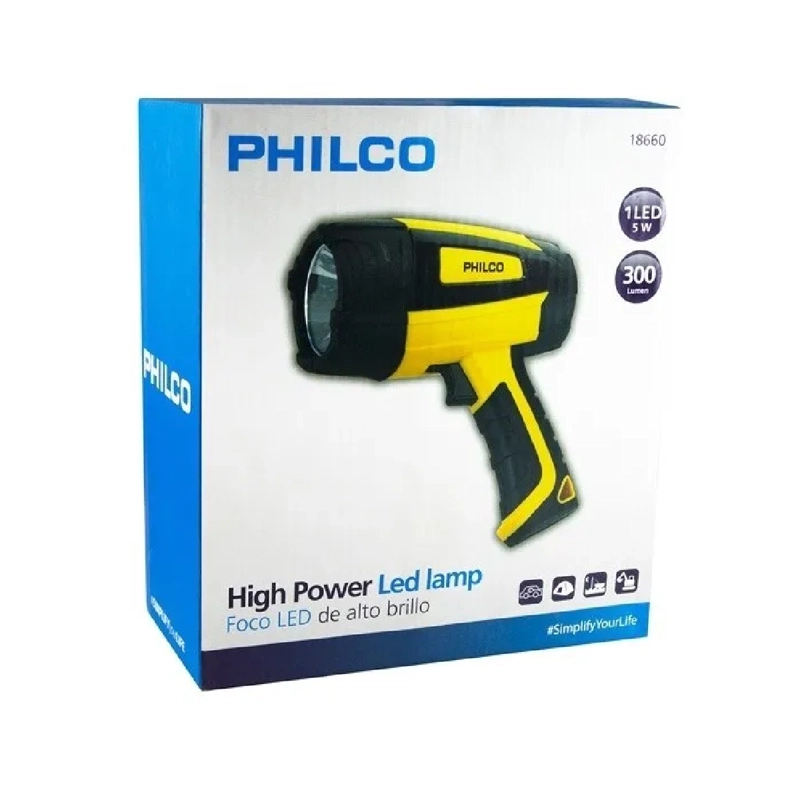 LINTERNA / FOCO RECARGABLE LED PHILCO ALTO BRILLO - 3