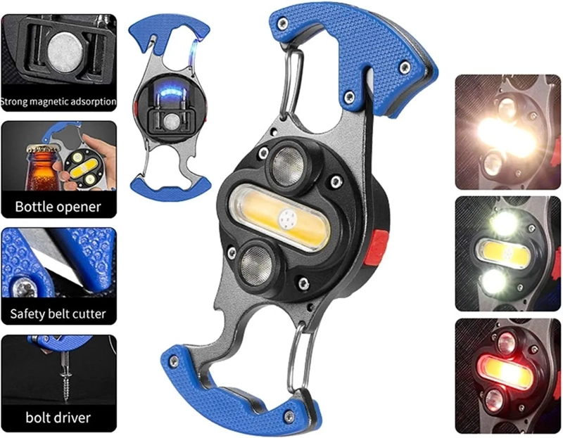 LINTERNA DE LLAVERO RECARGABLE PORTATIL COB LUZ LED 6 MODOS BLANCO FRIO/ CALIDA NARANJA - 1