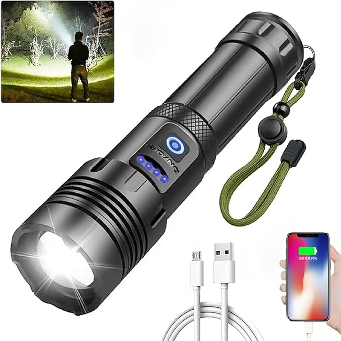 LINTERNA LED LARGO ALCANCE TACTICA RECARGABLE OVERFIT 1500LM - 1