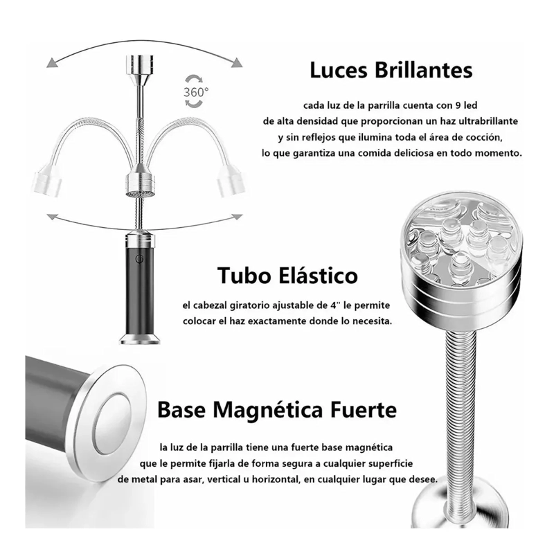 SET 2 LINTERNAS LUZ LED MAGNE TICA PARRILLA ASADO QUINCHO BBQ - 3