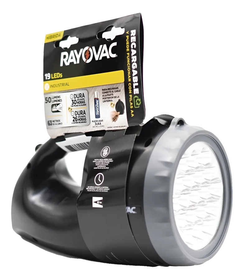 LINTERNA 19 LEDS INDUSTRIAL RAYOVAC RECARGABLE / HIBRIDA - 1