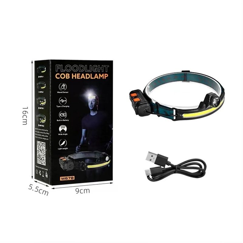 LINTERNA FRONTAL LED RECARGABLE 5000LM W678 LUZ FRIA NEGRA BLANCO NEGRO - 3