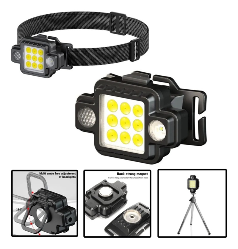 LINTERNA LED CINTILLO CON LLAVERO USB PARA ACAMPAR BLANCO NEGRO - 1
