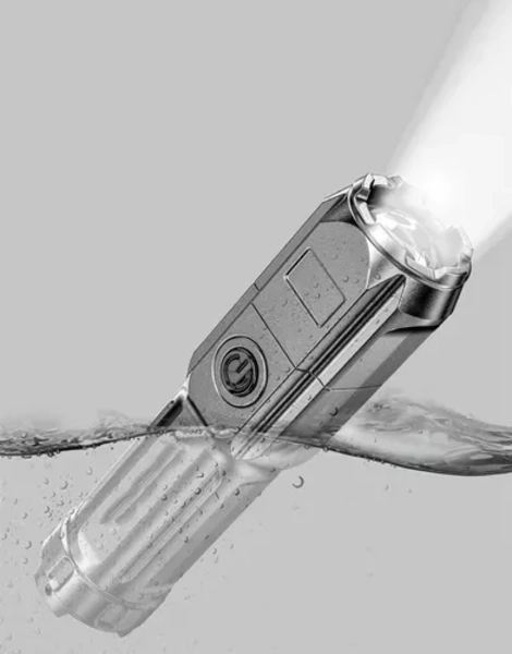 LINTERNA LED TACTICA RECARGABLE ZOOM USB CAMPING 500 MT NEGRO BLANCO - 4