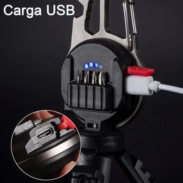LINTERNA DE LLAVERO RECARGABLE PORTATIL COB LUZ LED BLANCO NEGRO - 1