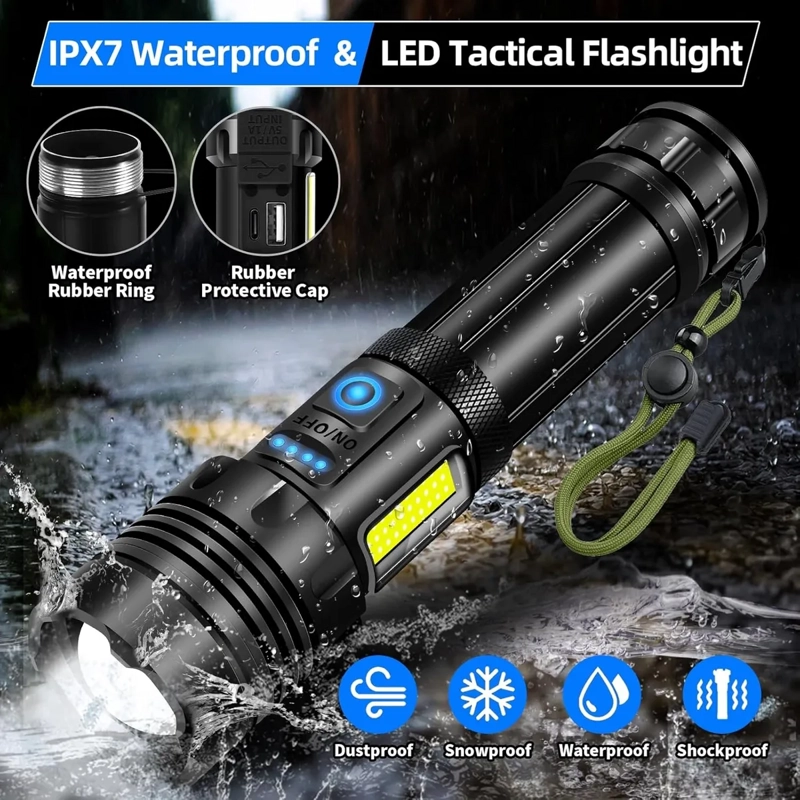 LINTERNA TACTICA LED BRILLANTE DE 90000 LM RECARGABLE - 3