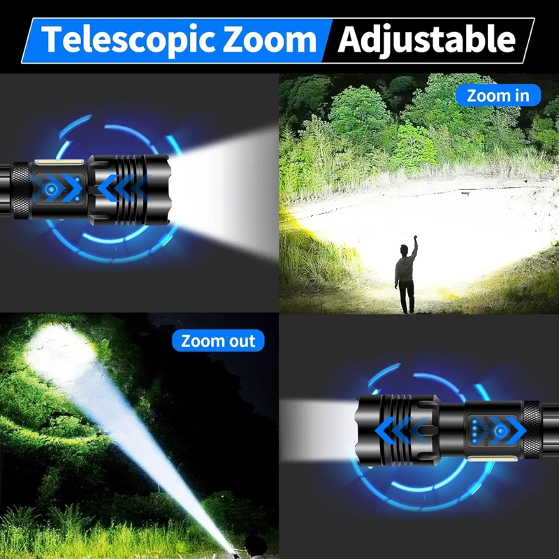 LINTERNA TACTICA LED BRILLANTE DE 90000 LM RECARGABLE - 4