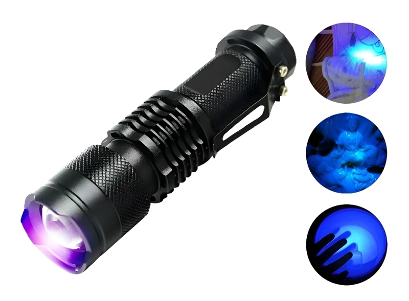 LINTERNA DE BOLSILLO ULTRAVIOLETA LUZ UV + PILA Y CARGADOR - 2