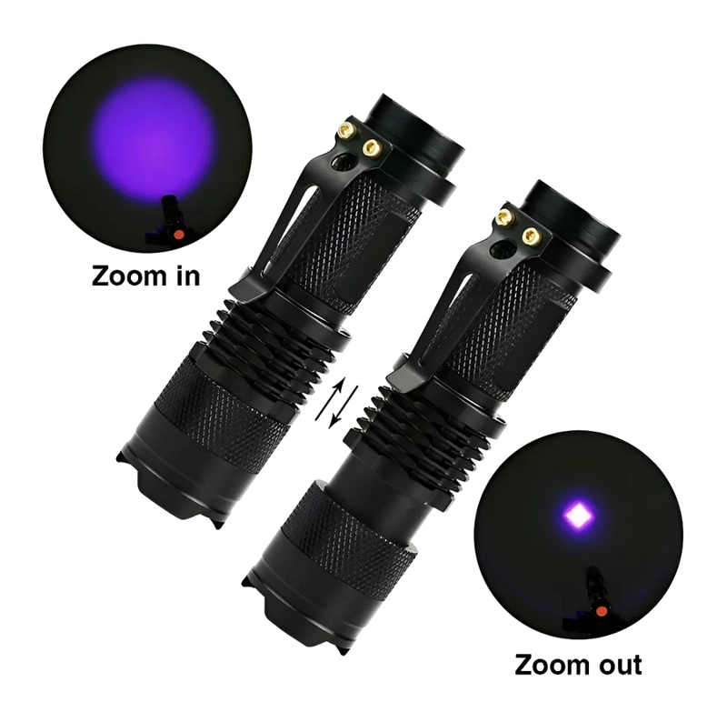 LINTERNA DE BOLSILLO ULTRAVIOLETA LUZ UV + PILA Y CARGADOR - 3