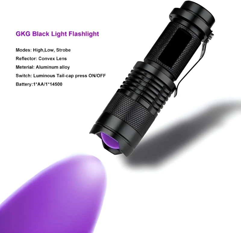 LINTERNA DE BOLSILLO ULTRAVIOLETA LUZ UV + PILA Y CARGADOR - 4