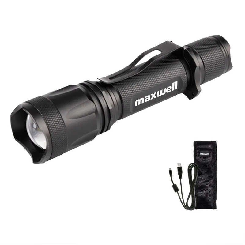 LINTERNA LED TACTICA MAXWELL RECARGABLE USB IMPERMEABLE - 4